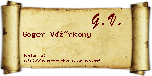 Goger Várkony névjegykártya